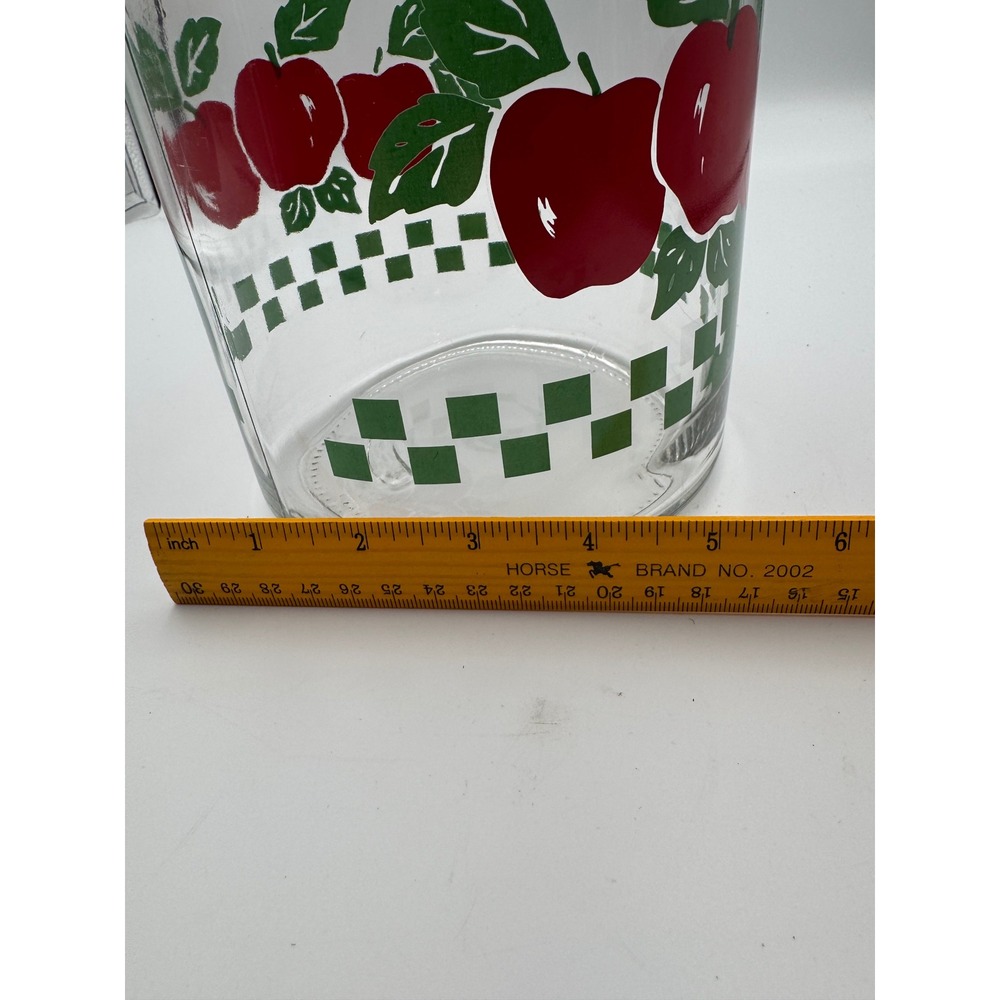 Vintage Red Apple Green Checkered Glass Canister Jar with Lid Made in Canada - Picture 5 of 9